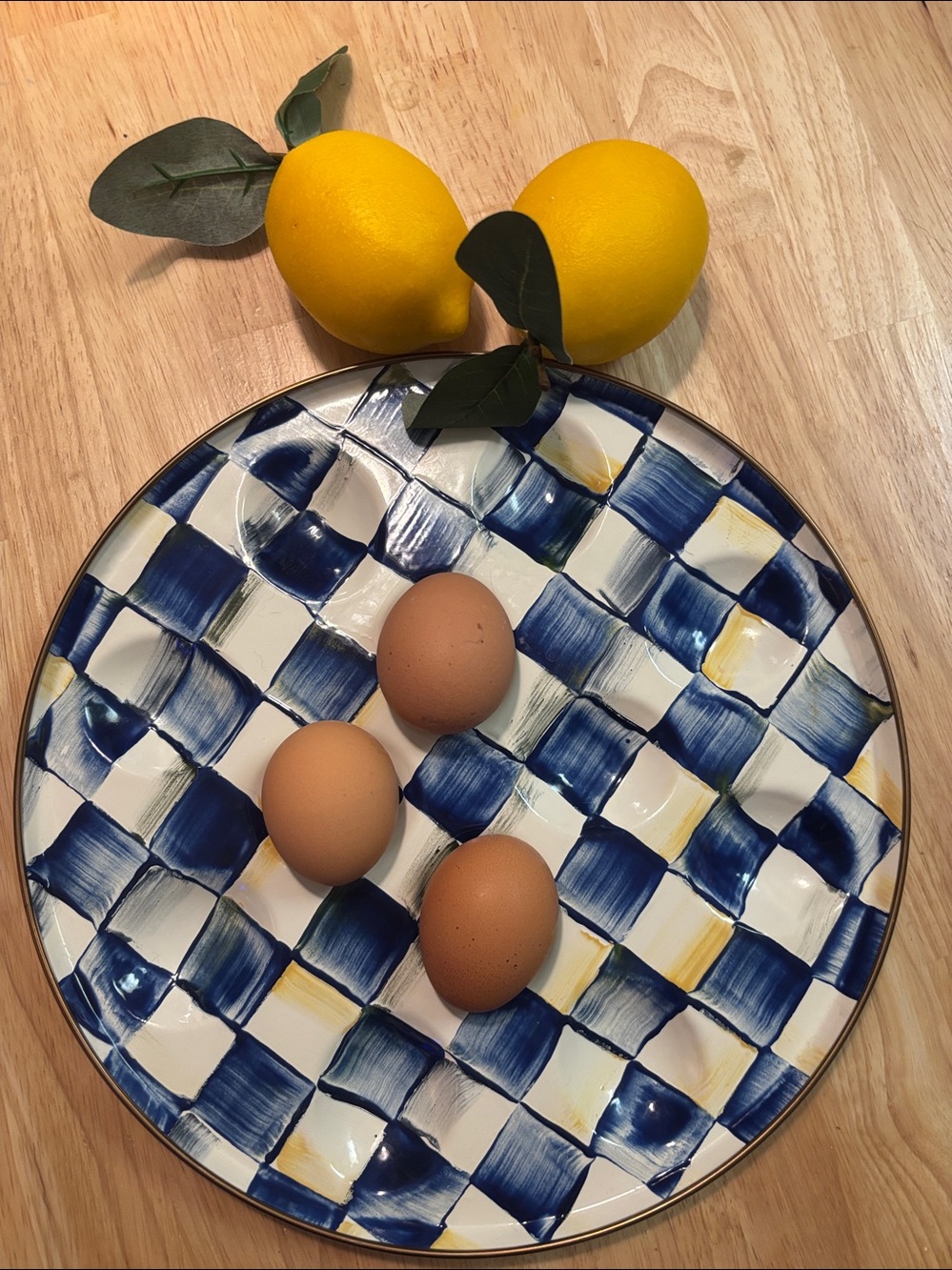 MacKenzie-Childs Royal Check  enamel Deviled egg plate. - Picture 4 of 5